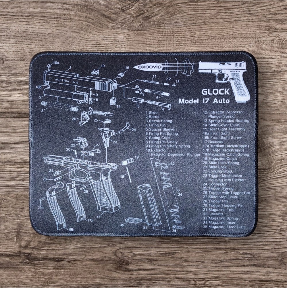 Universal Gunsmith Bench Gun Cleaning Mat Free Shipping -Glock 17 – 8″ X 10”