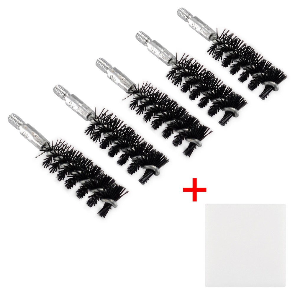 5 Pcs Nylon Bristle Bore Cleaning Brush for Rifle Pistol, .40 cal 50 Patches