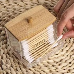 Cotton Swab Storage Box Double Head Buds Container Transparent Square Organize