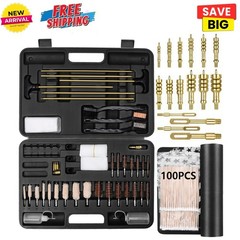 Gun Cleaning Kit w Mat & Case Brass Jags Rods for Rifle Shotgun Hunting Calibers