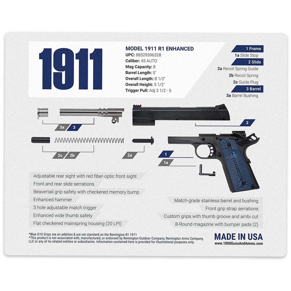 1800GunsAndAmmo Remington 1911 Gun Cleaning Mat 16×20 (MAT-REMINGTON-1911)