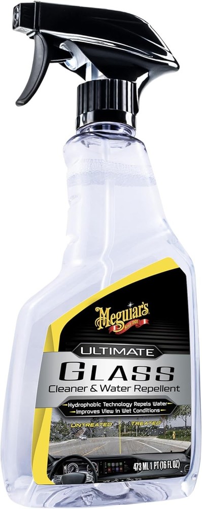 Meguiar’s Ultimate Glass Cleaner & Water Repellent, Streak-Free Shine, 16oz
