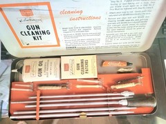Sears Ted Williams Gun Cleaning Kit In Metal Case All Gauges Rifle Vintage 1960s