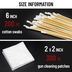 Gun Cleaning Supplies – Gun Cleaning Patches and Long Cotton Swabs Set, 6″ Cotto