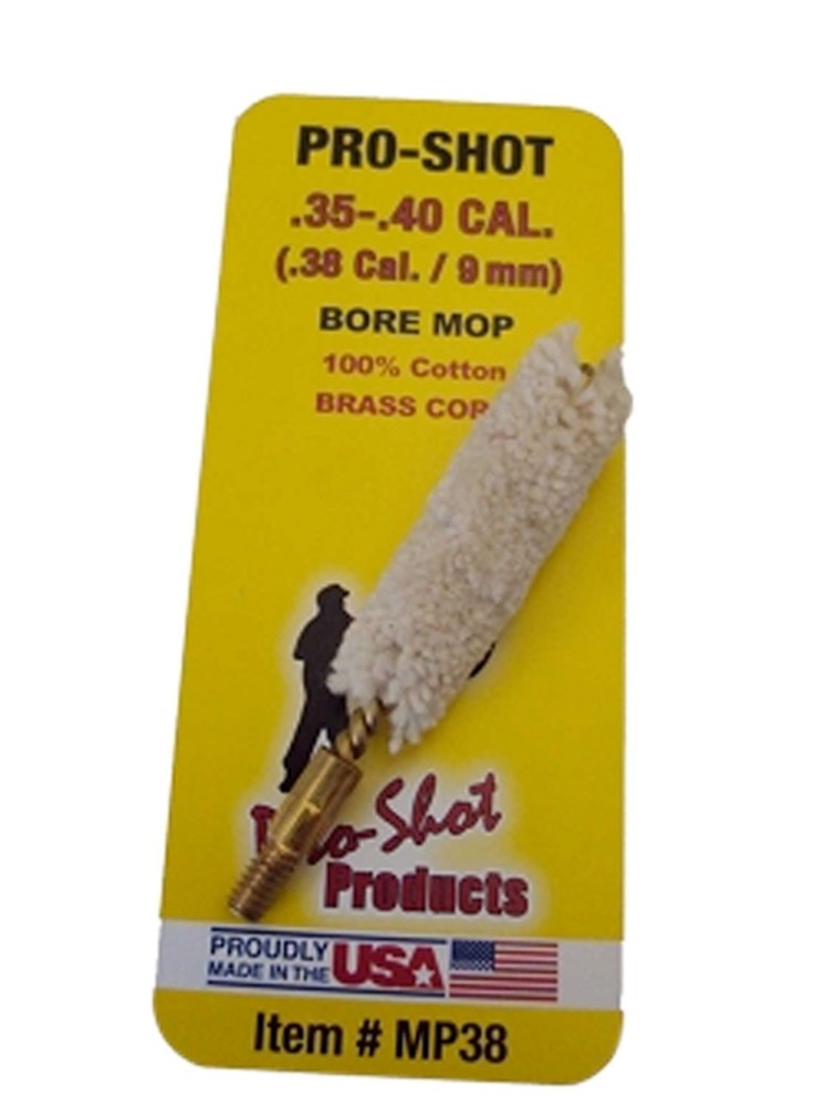 Pro-Shot MP38 Bore Mop .35 – .40 Cal Pistol #8-32 Thread 100% Cotton Brass Core