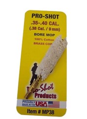 Pro-Shot MP38 Bore Mop .35 – .40 Cal Pistol #8-32 Thread 100% Cotton Brass Core