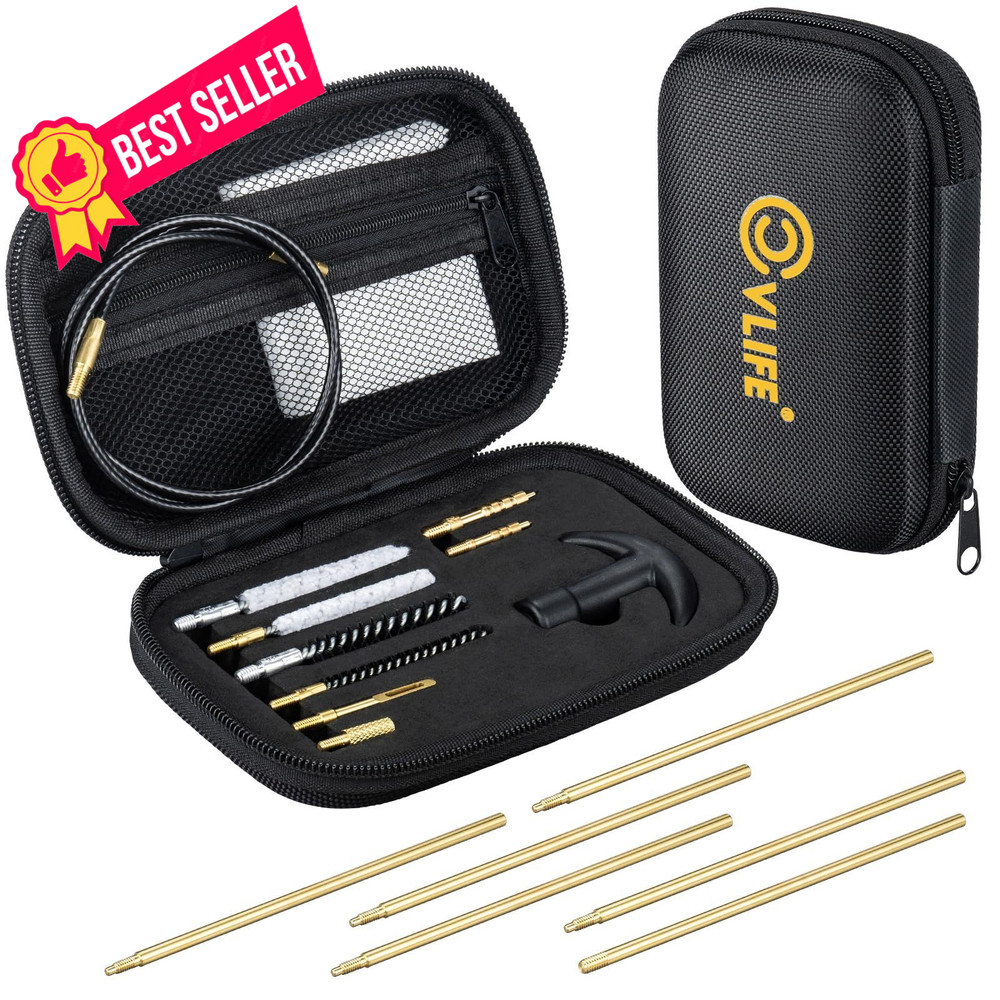 CVLIFE .177 .22 Caliber Gun Cleaning Kit with 6 Rods 5.56mm .223 black