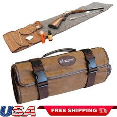 Portable Gun Cleaning Mat w/Waxed Canvas Handle and Pockets Shooting Mat Brown