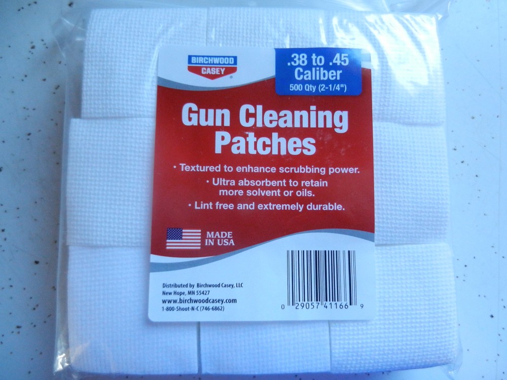 Birchwood Casey BWC Gun Cleaning 500 Patches; 38-45 cal; 2-1/4″; 41166