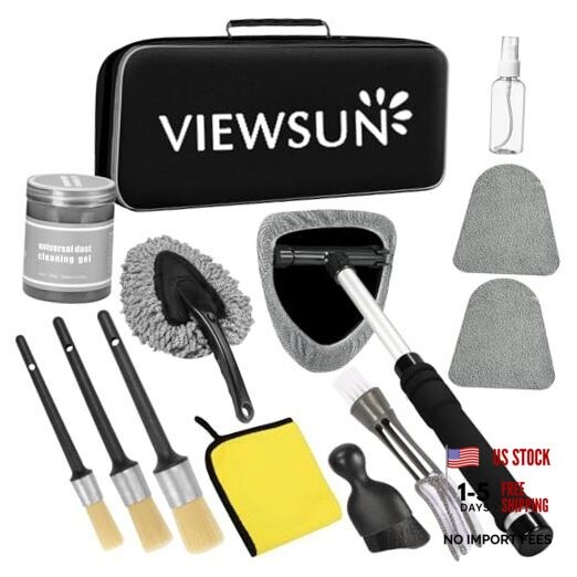 Windshield Cleaner Tool, 13Pcs Car Interior Cleaning Kit, Car Detailing Grey