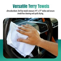 ZUPERIA Terry Towels Pack of 60 (14″ X 17″ Inches) 100% Cotton Terry Barmop Towe
