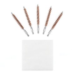 5 Pcs Bronze Bristle Bore Cleaning Brush .250cal 8×32 Thread with 50 Patches