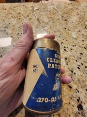 JC Higgins Gun Cleaning Container Few Patches .270 – 35 Cal #631