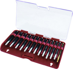 Nylon Bore Brush 13 Piece Set with Molded Hinge-Top Storage Box for Gun Cleaning