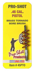 Pro-Shot Tornado Bore Brush For .45 Caliber Pistol #8-32 Thread Brass – 45PTO