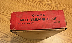 VTG. GUNSLICK RIFLE CLEANING KIT #477 & CONTENTS (RAMROD, GREESE, PATCHES, LUBE