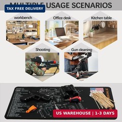 Gun Cleaning Mat for Glock – 24″ x12″ Gun Mat Black (with 6″ Swabs)