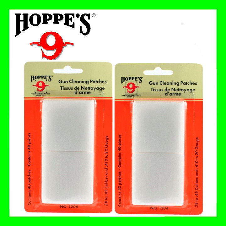 2 – Hoppe’s Gun Cleaning Patches 80ct for Pistol Shotgun .38-.45 & .410-20 gauge
