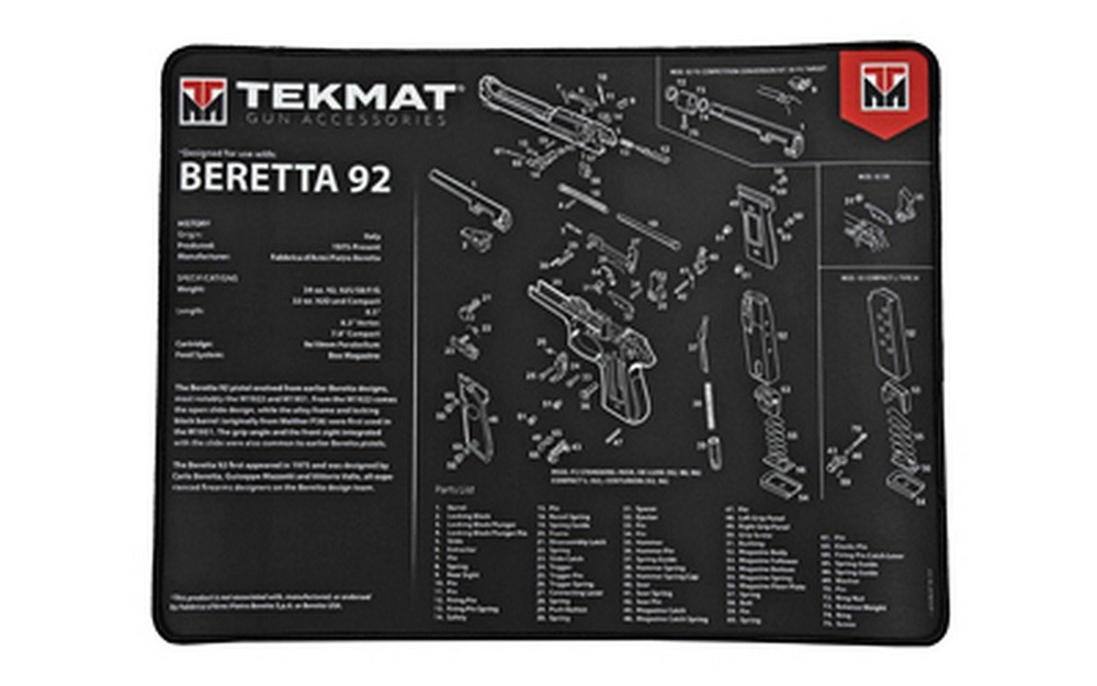 TekMat Beretta 92 Ultra Premium Gun Cleaning Mat 15″ x 20″ – TEK-R20-BER92