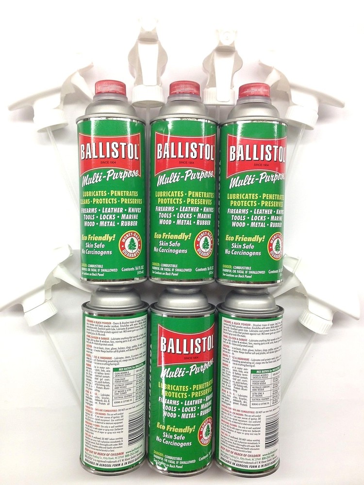 Ballistol Multi Purpose Lubricant Gun Cleaner-SIX-16oz cans w/ Spray Triggers
