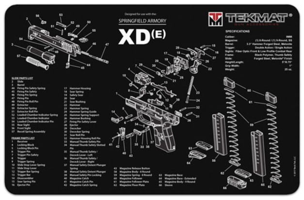 Tekmat Armorers Bench Mat 11inx17in Springfield XDE Pistol, 17XDE: TEK-17-XDE