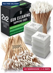 900pc Gun Cleaning Supplies Case – 300pcs Patches & 600pcs Swabs – 6-inch Lint F