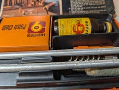 Hoppes 9 Old Vintage Gun Cleaning Kit & Storage Box Nice Orange Hard Case c1980s