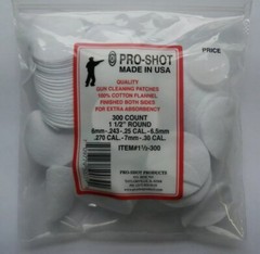 ProShot Cleaning Patches 6mm .30 Cal 1.50 Round 100 Cotton Flannel – 112300