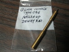 Dewey Mfg Co. New 6mm Brass Jag Female Threaded for Dewey Rods