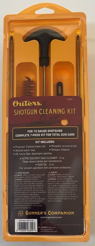 Outers Cleaning Kit Brass Clam Shotgun 12 GA 46304 ~ 7 Piece ~ New in Package