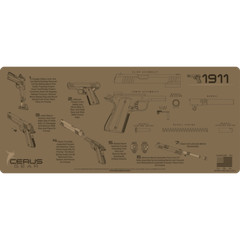 Cerus Gear For 1911 Instructional Jumbo 12″ X 27″ Gun Cleaning Mat FDE