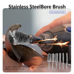 12Pcs Stainless Steel Bore Brush Set – 1/4″ Hex Shank Wire Brushes for Rust & Tu