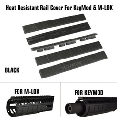 4.76″ HEAT RESISTANT Rail Covers Pack of 5 KeyMod & M-LOK, BKACK