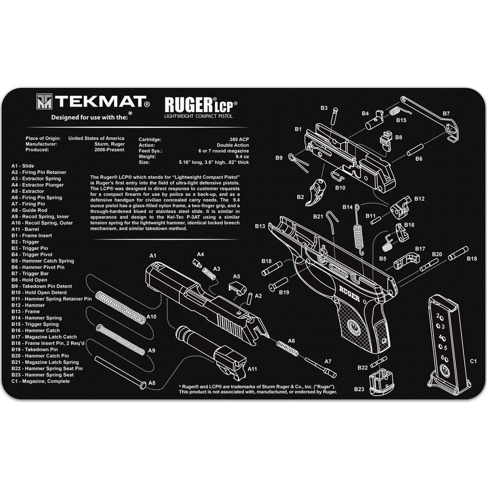 TekMat Original Gun Cleaning Mat – 17″ X 11″ – Ruger LCP