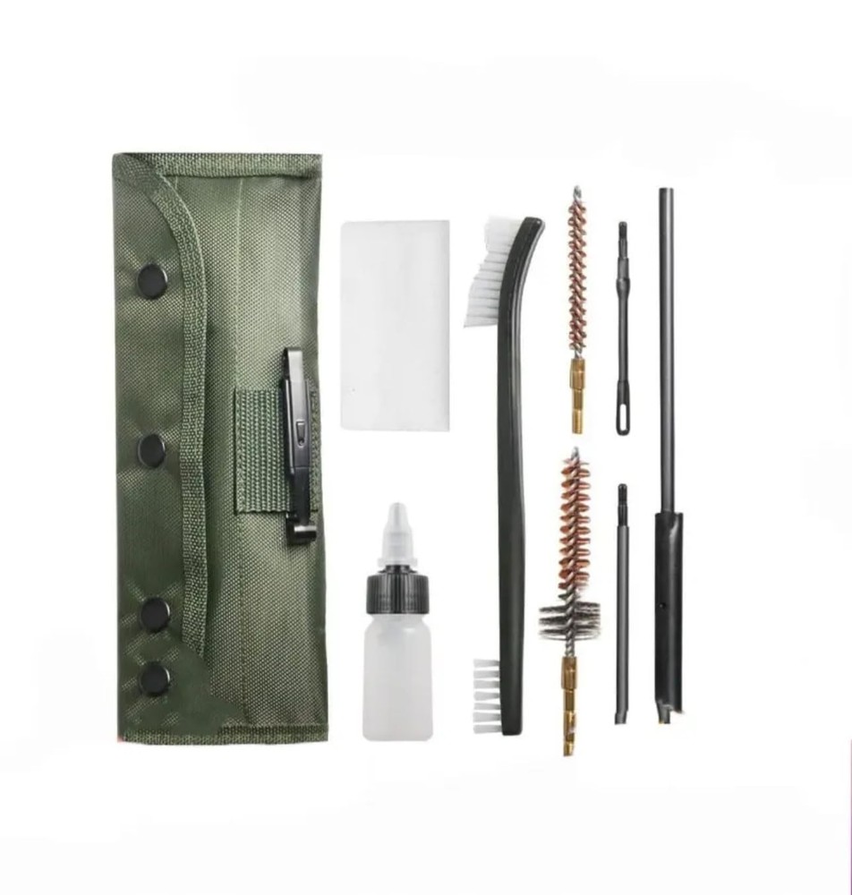 5.56 NATO Gun Cleaning Kit 8-Piece Set Military Green Pouch with Rods, Brushes