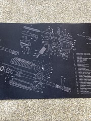 Ultimate Rifle Build 12″ x 36″ Gun Cleaning Mat Black AR-15 Exploded View
