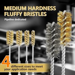 8 Pcs Bore Brush Set – Stainless Steel & Brass Wire Brushes for Deep Cleaning, F