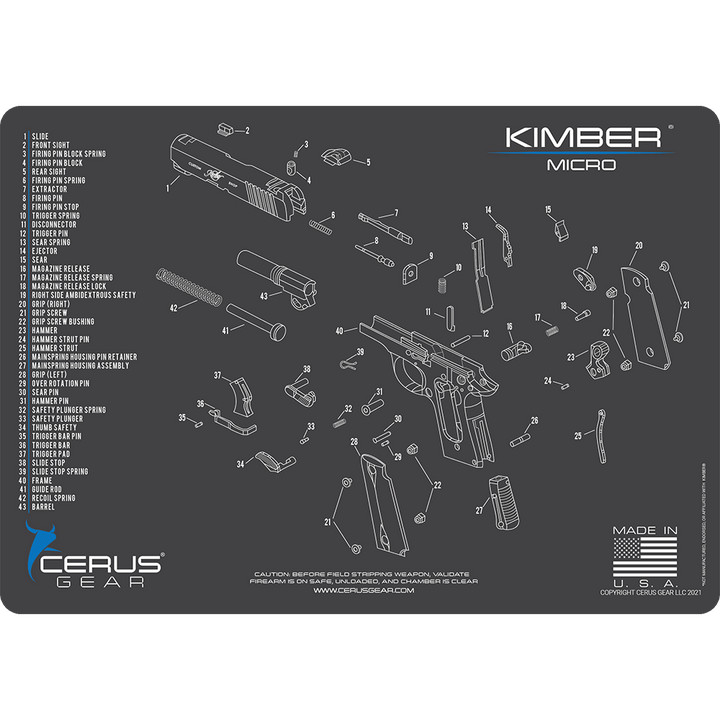 For Kimber Micro Armorers Cleaning Mat Cerus Gear PREMIUM Made in USA