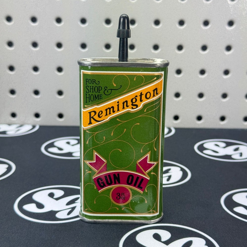 Remington Handy Oiler Tin Metal Gun Oil Can Rifle Hunting NOS FULL Vintage Green