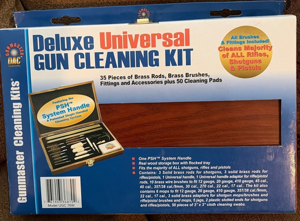 Brand New 35 Pc DAC Deluxe Universal Gun Cleaning Kit + 50 Cleaning Pads