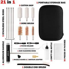 Shotgun Cleaning Kit 12 20 410 – Gauge Caliber 21 in 1 Zippered Compact Porta…