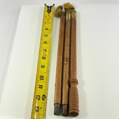 Antique 3 Piece Wood Gun Shotgun Cleaning Rod Brass Fittings Many Jags Brushes