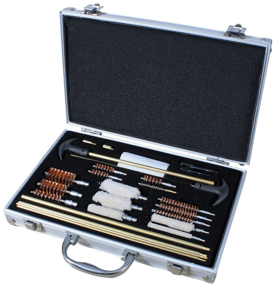 Deluxe Gun Cleaning Kit & Aluminum Carry Case, Universal Pistol Rifle Shotgun