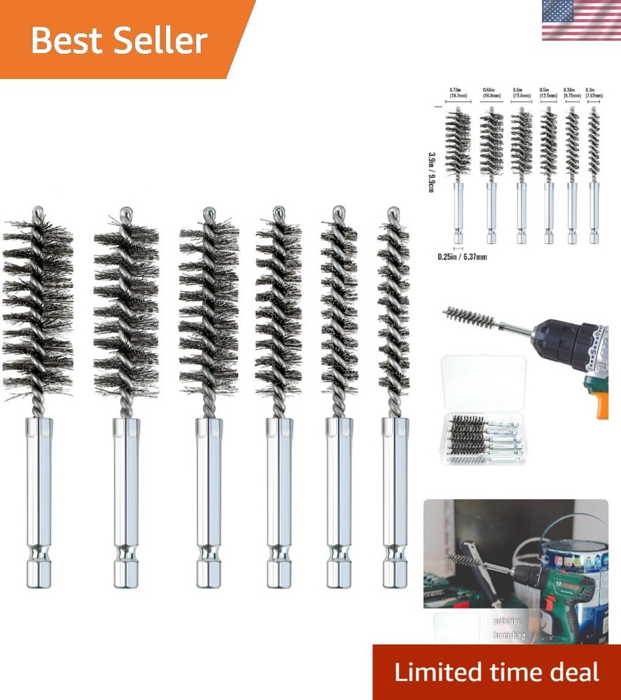 6 Pcs Stainless Steel Bore Brush Set: Versatile Cleaning Tools for Rust Removal
