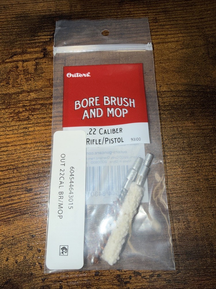 Outers .22 Caliber Rifle Pistol Bronze Bore Brush And Mop