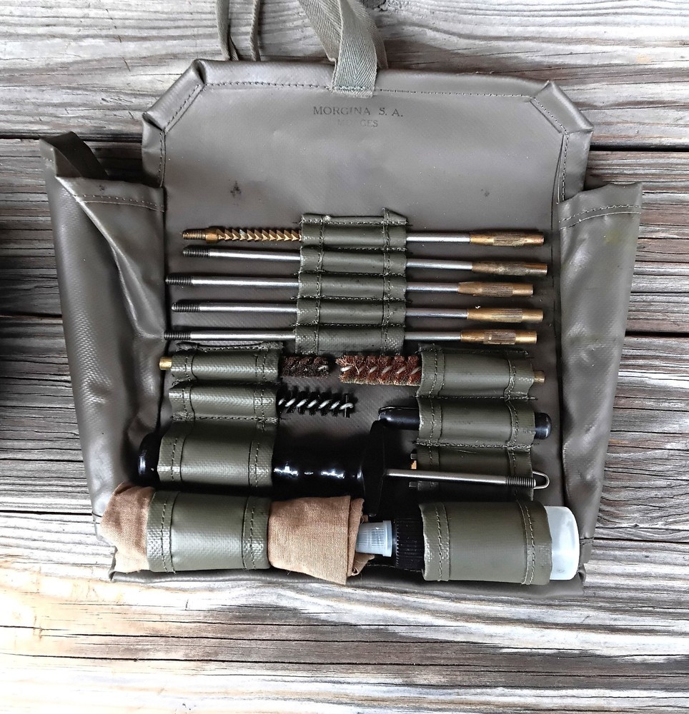 Vintage Swiss Military Gun Rifle Pistol Tool roll up Cleaning Kit army surplus