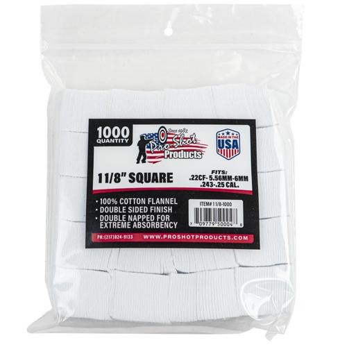 Pro Shot Cotton Patches 1 1/8″ Square 1000 Count 22 6MM 243 6.5MM 270 Ships free