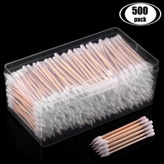 500 Pcs 3/6 Inch Gun Cleaning Swabs Long Cotton Swabs in Paper Storage Box Long