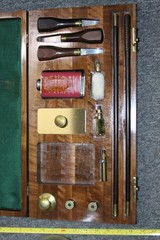 Vintage Orvis Wood Burl 12 Gauge Shotgun Cleaning Kit Presentation Box
