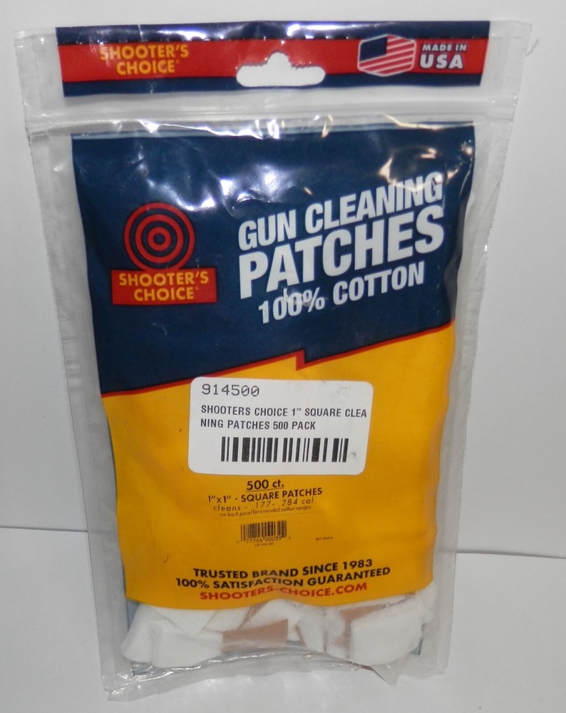 Shooters Choice 500 ct. 1″ x 1″ Cotton Square Patches 177-284 Cal #914500 NIP